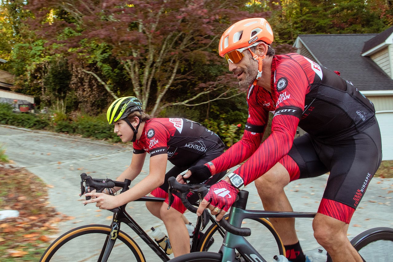 cyclists wearing helmets