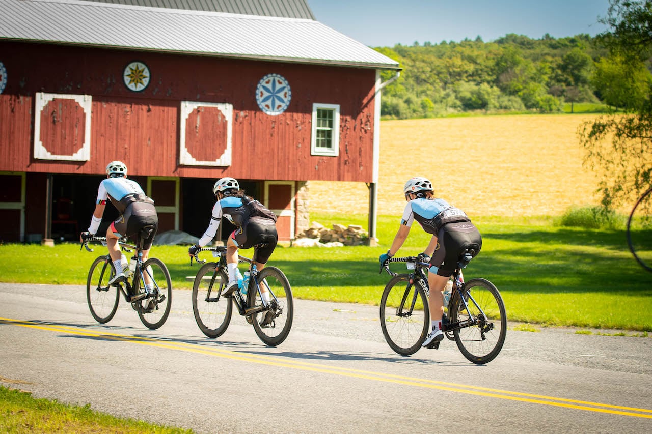 group of female cyclists in padded bike shorts