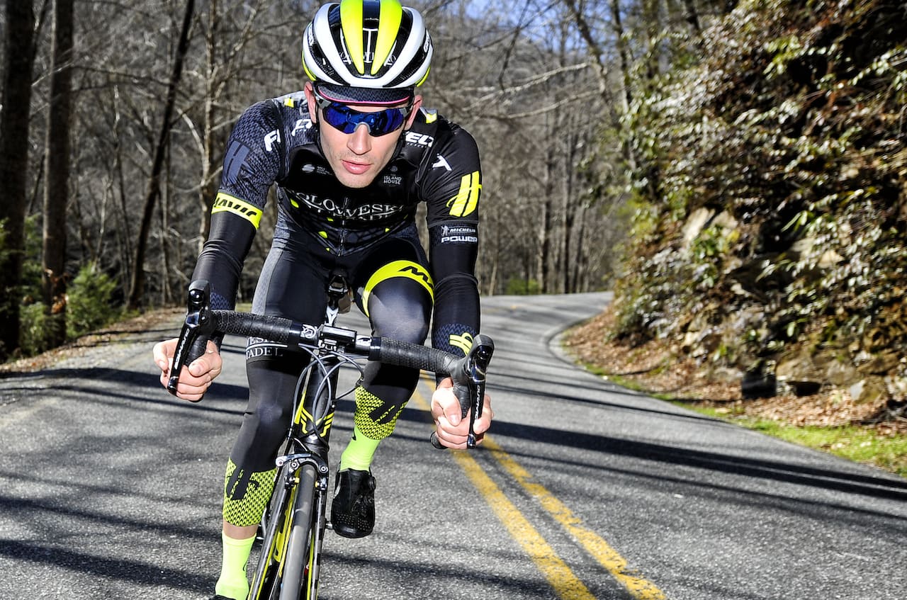 cyclist training on hills