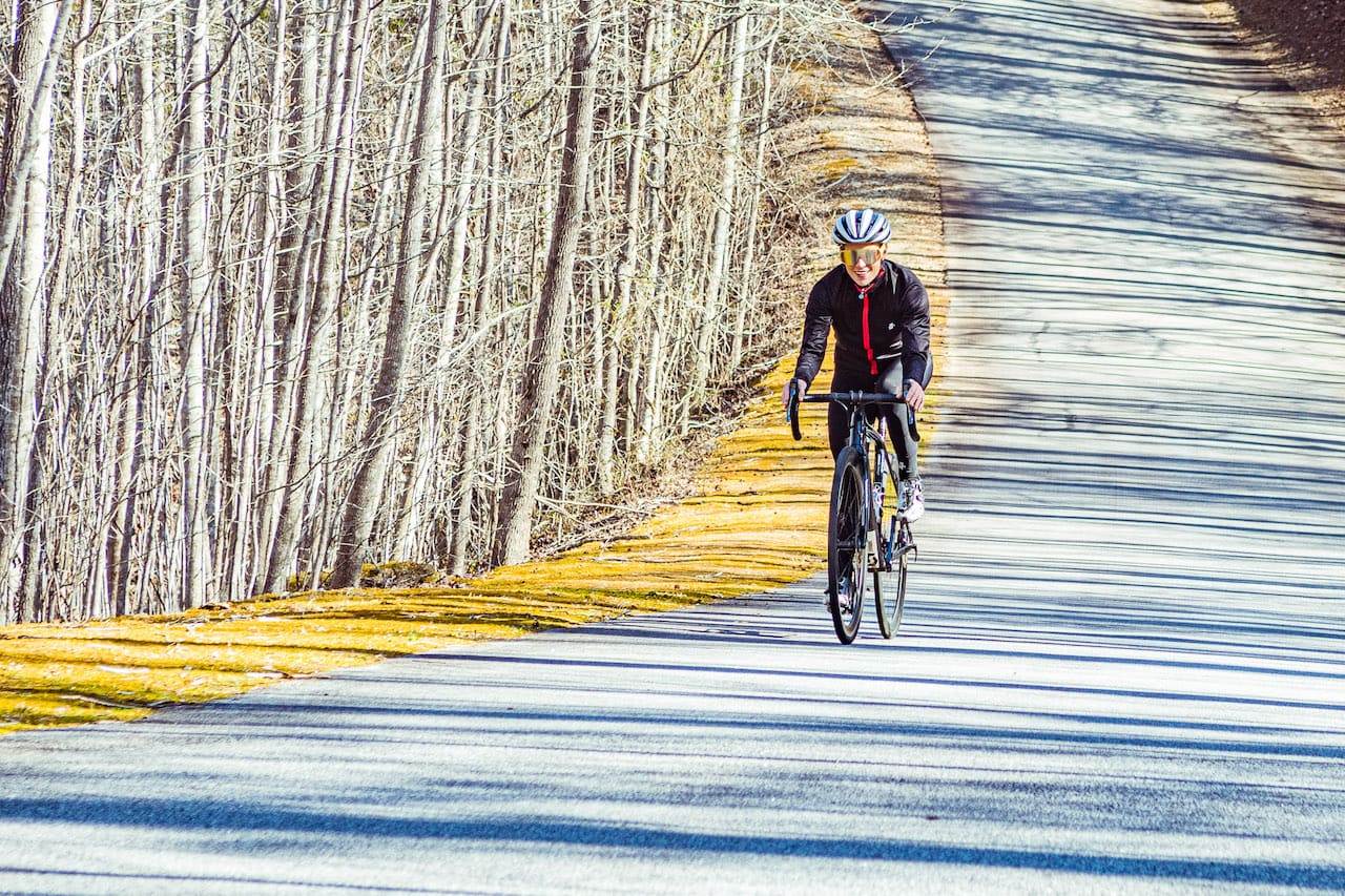 Women's cycling in winter cycling jacket